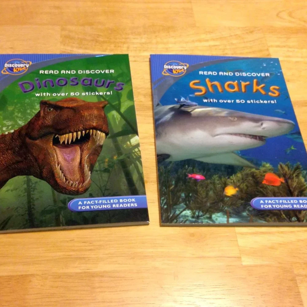 Discovery Kids Educational Booklets, Dinos, sharks, animals, adventures